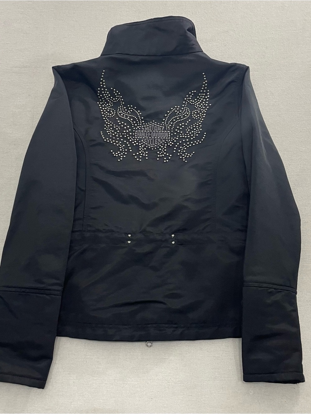 Harley Davidson Motorcycles Coat Jacket WOMEN S Black Full Zip Studded Logo 200